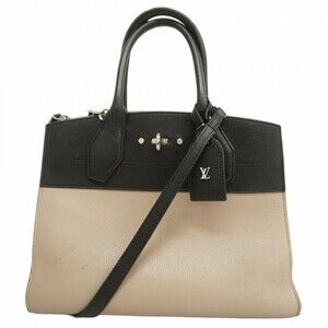 Louis Vuitton City Steamer MM Handbag M54314 Beige Noir 2-Way Bag for Women P...